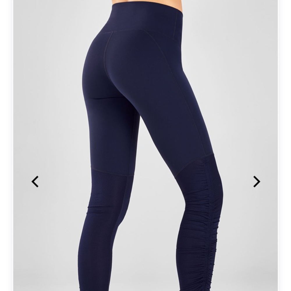 Fabletics Navy Mesh Cinched Leggings